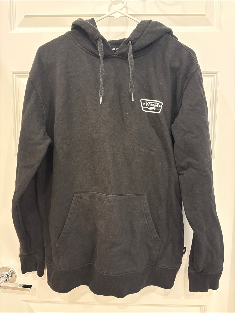 Vans Black Pullover Hoodie with White Chest Logo Patch